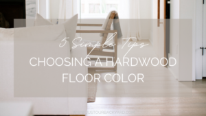 Figuring our how to choose a hardwood floor color is no joke! Whether you're DIY staining real hardwood floors or choosing a wood look vinyl floor, knowing how to choose flooring colors to fit your design style and unique home is key! Hard wood floor colors for farmhouse style can be much different than modern or timeless wood floor colors. #homedesign #woodflooring #renovation
